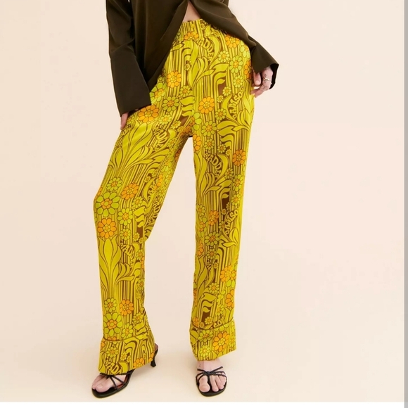 Damson Madder Pants - DAMSON MADDER WOMEN'S JONI TROUSERS Psnts Yellow Floral Size 8